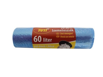 Vrecia na odpadky, 60 l, 20 ks, 55x65 cm, 9 µ, TUTI, modrá