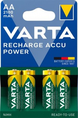 Nabíjateľná batéria, AA, tužková, 4x2100 mAh, prednabitá, VARTA "Power"